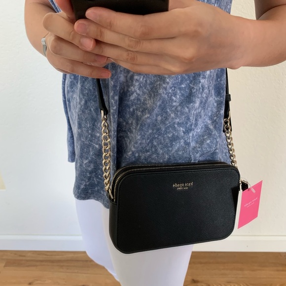 KATE SPADE CAMERON DOUBLE ZIP SMALL CROSSBODY BLK - Picture 2 of 7